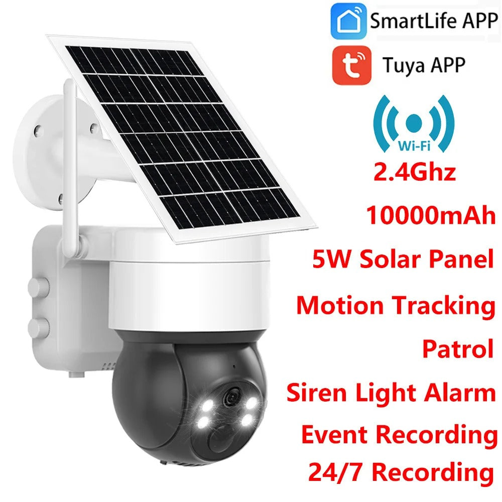 Solar-Powered Outdoor PTZ Security Camera