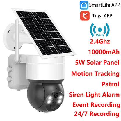 Solar-Powered Outdoor PTZ Security Camera