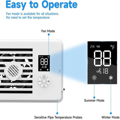 Smart Register Booster Fan with Remote & Thermostat