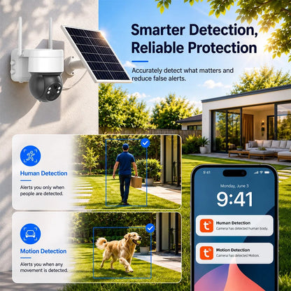 Solar-Powered Outdoor PTZ Security Camera