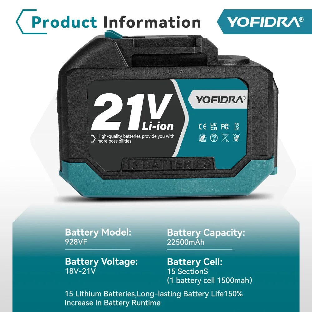 YOFIDRA Rechargeable Lithium-Ion Battery