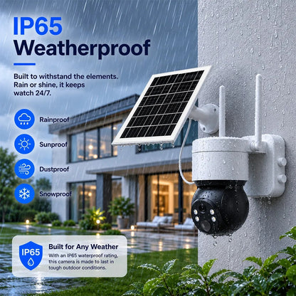 Solar-Powered Outdoor PTZ Security Camera